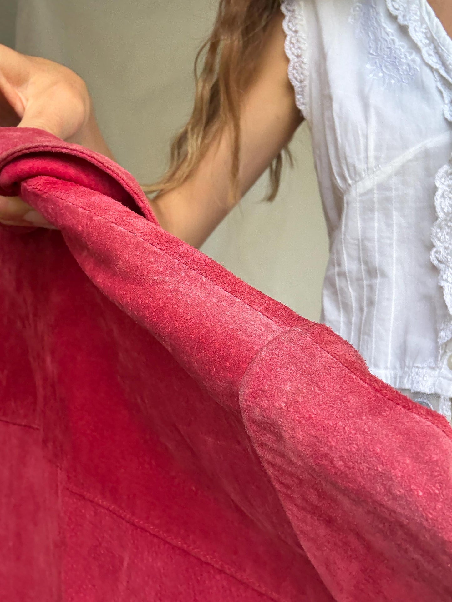 Vintage Dark Red Suede Leather Jacket, 90s Blazer, Button-Up Suede Coat,