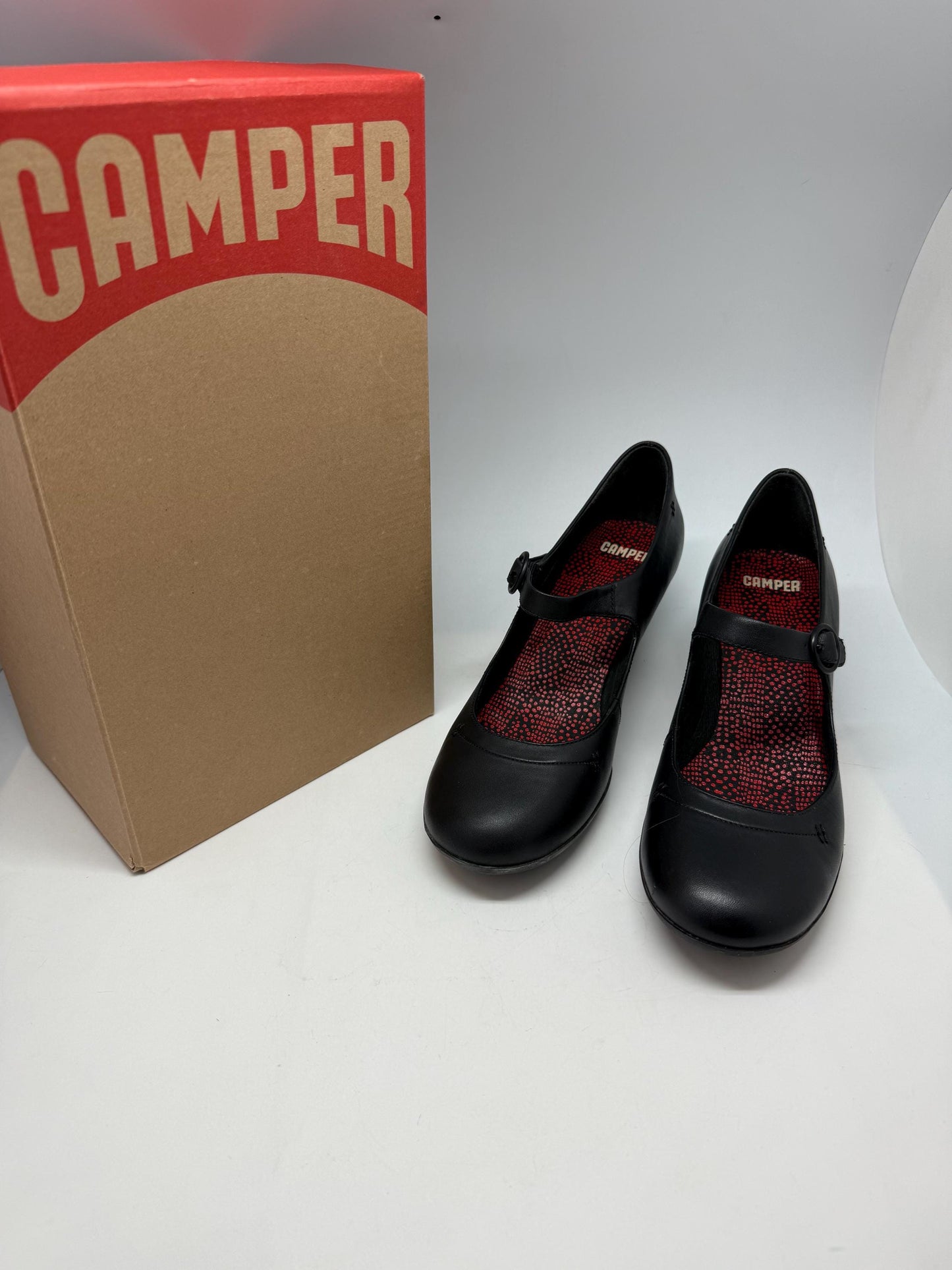 Camper black leather Mary Jane heels EU40 US10 with 5.5 cm heel, genuine leather, round toe, classic goth balletcore M-L