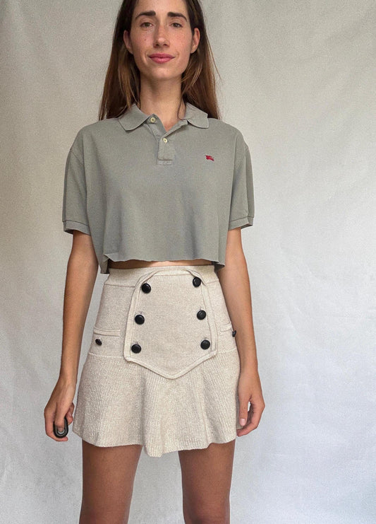 Vintage Burberry Olive Green Cropped Polo — detail