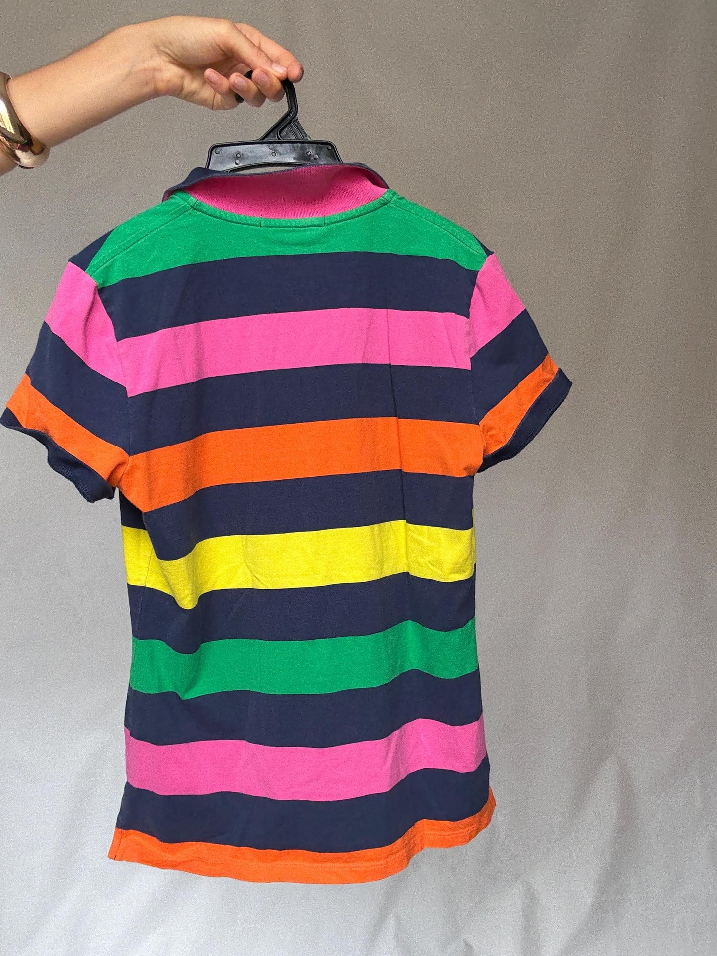 Vibrant Polo Golf Ralph Lauren Striped Polo Shirt - Preppy Style Inspired by Jackie Kennedy, US Size S