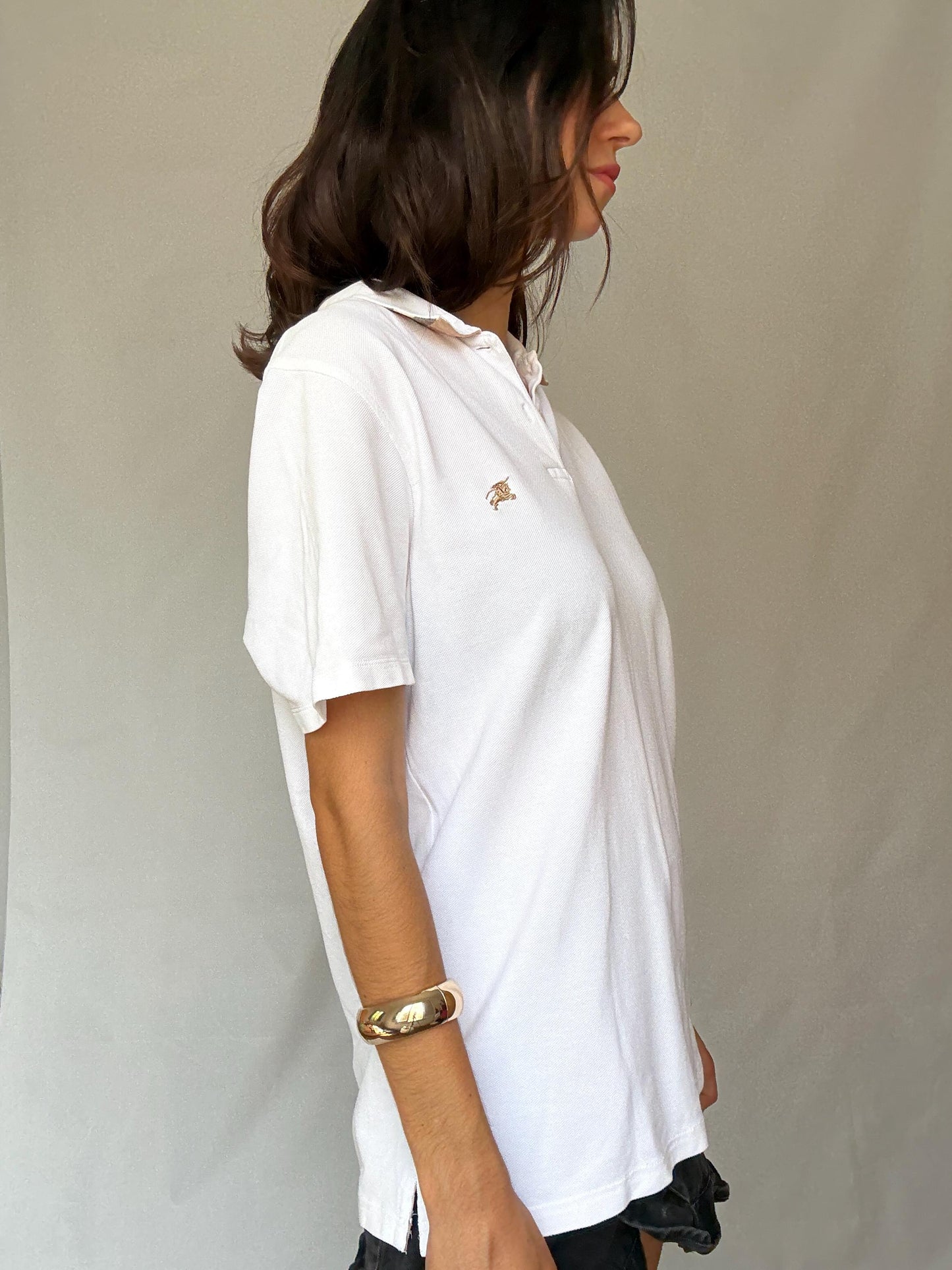 Classic White Polo Shirt for Women with Iconic Burberry Vibes | Oversized Chic | Perfect for Preppy Style Inspired by Olivia Palermo