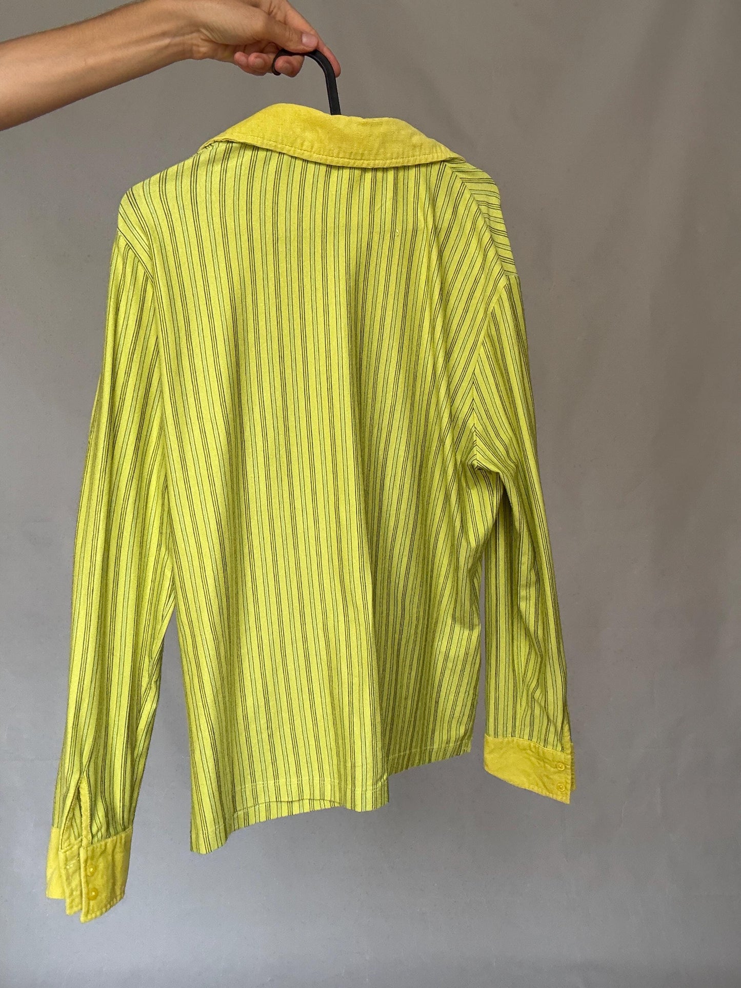 Y2K Lime Zip Shirt | Vintage Green Striped Zip-Up Blouse | 2000s Paris Hilton Meets Indie Sleaze Energy