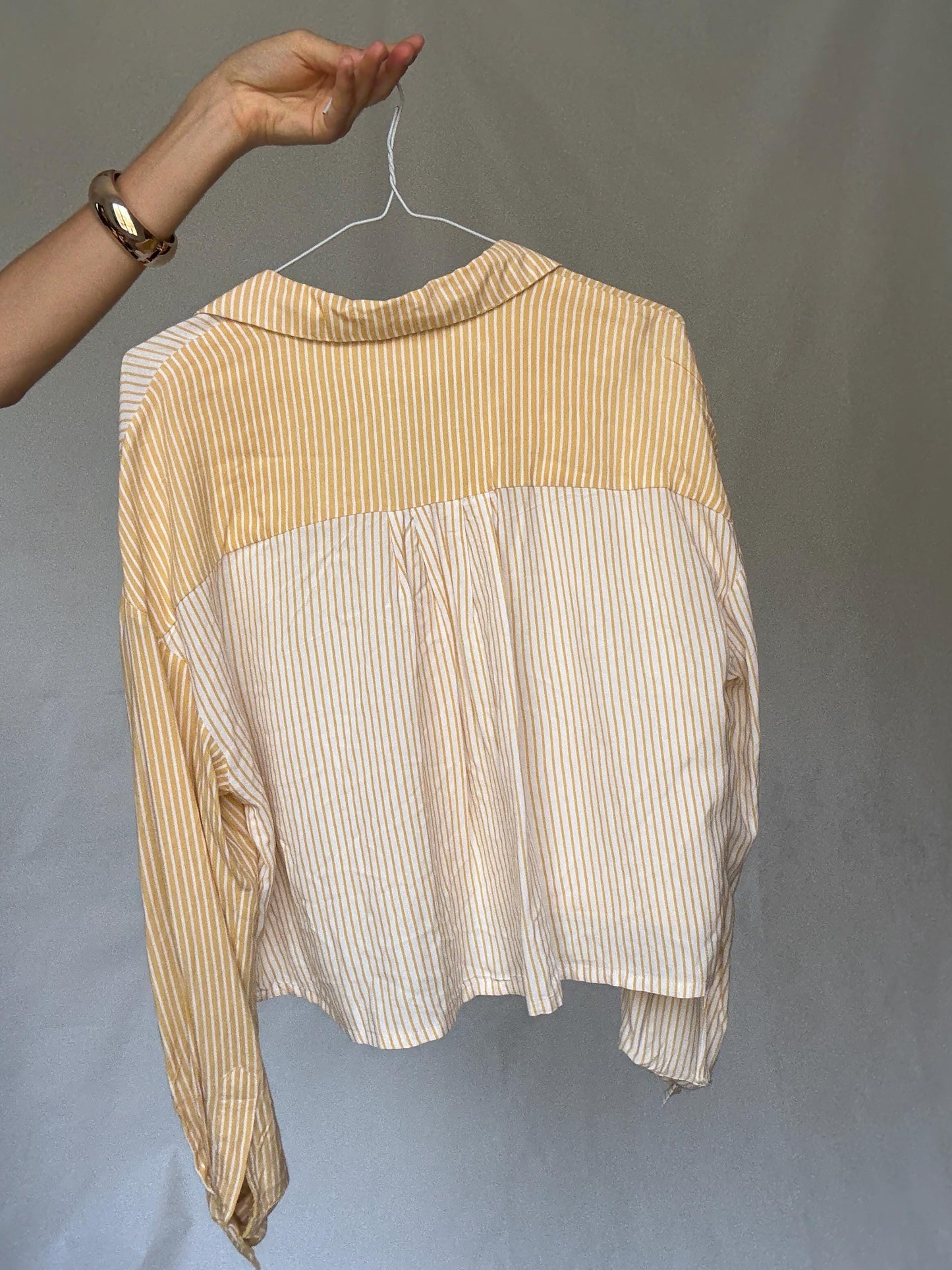 Vintage Inspired Cotton Striped Shirt in Light Academic Style - Flattering Small US Size with Button-Down Front