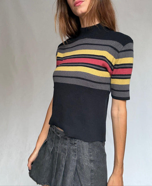 Merino Blend Striped Knit Tee — detail