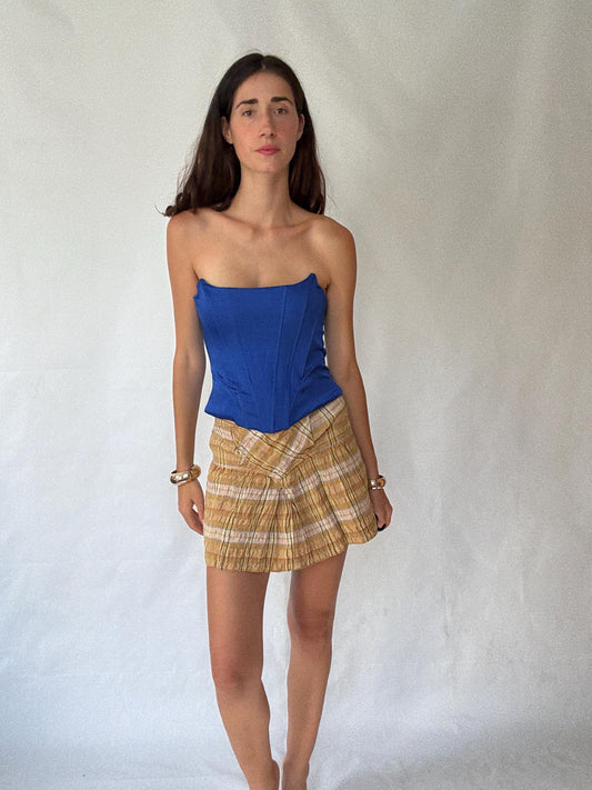 Étoile Isabel Marant Linen Blend Plaid Mini Skirt — detail