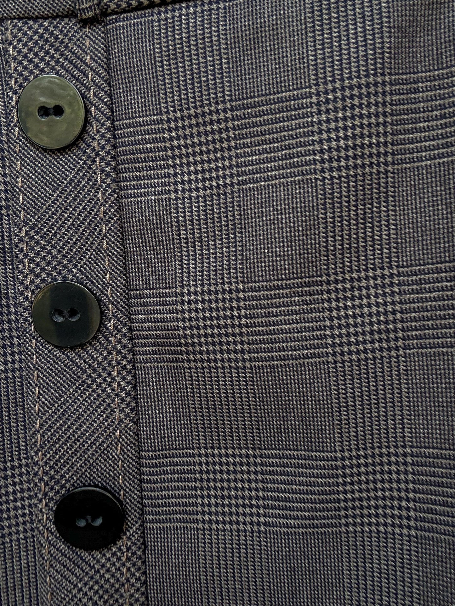 Caroll plaid skirt, wool blend, A line, button detail, vintage academia, US S, office chic