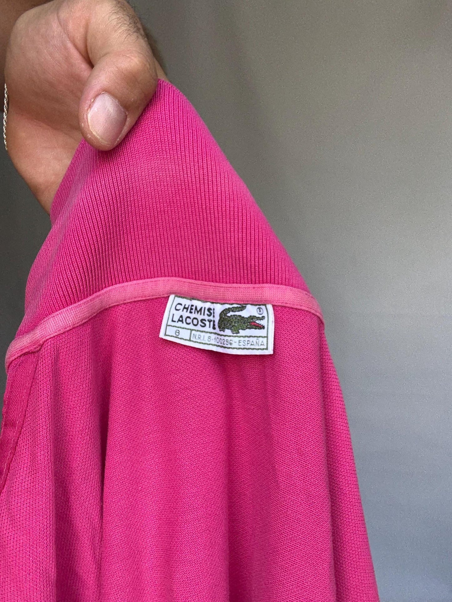 Vintage Lacoste pink polo shirt, 100% cotton, L