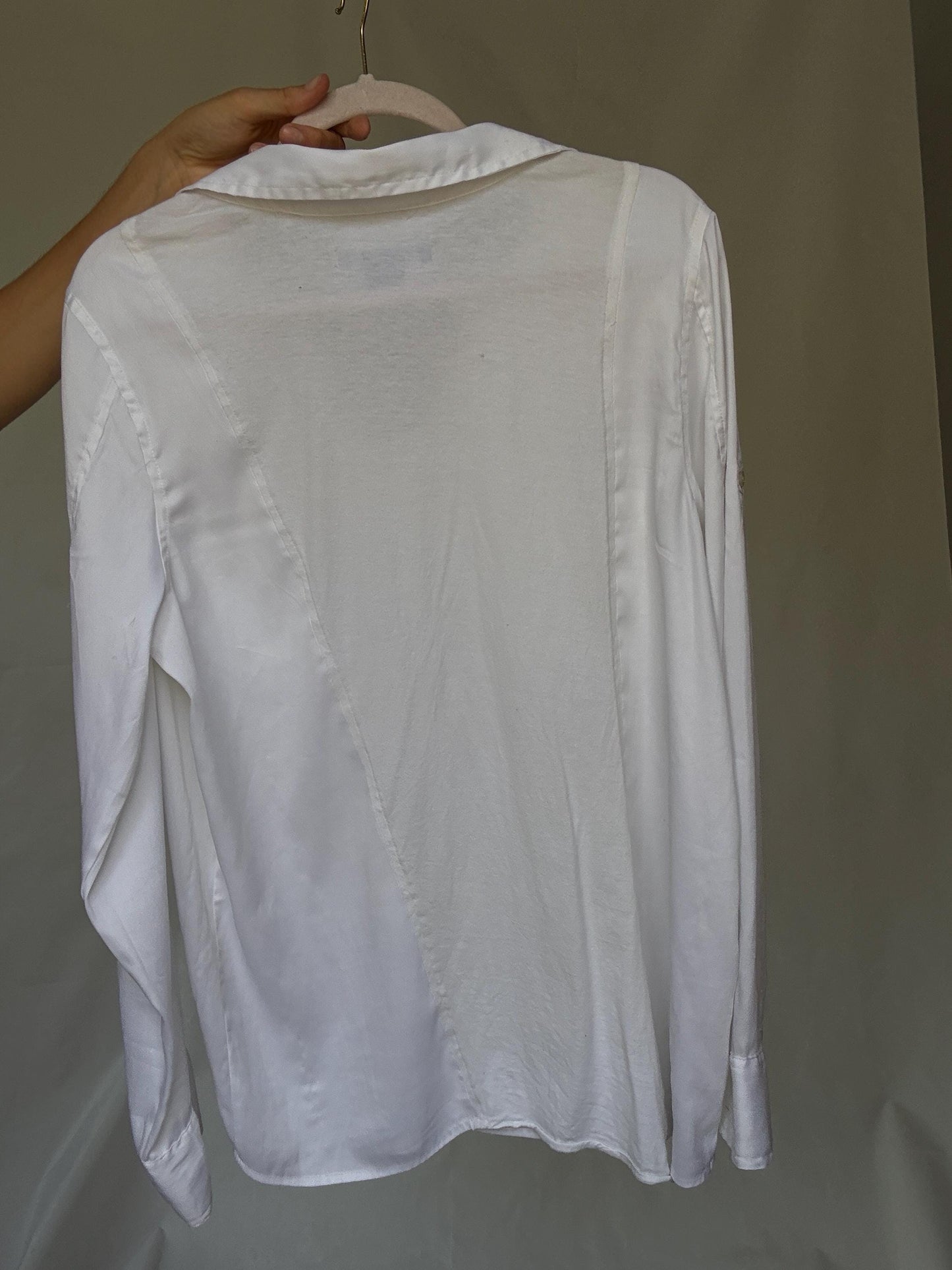 Calvin Klein Jeans white button-up shirt M | shiny front jersey back | Men long sleeve designer clothing