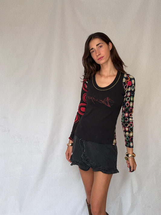 Desigual Cotton Blouse with Colorful Patterns — detail