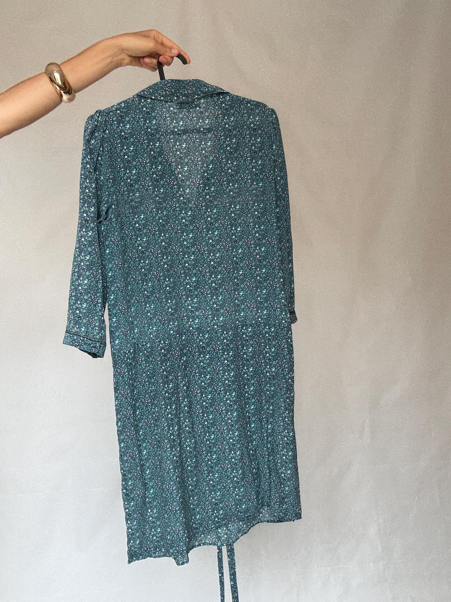 Silk Essential Antwerp blue floral mini dress – size 38m simple and elegant flower print summer shirtdress