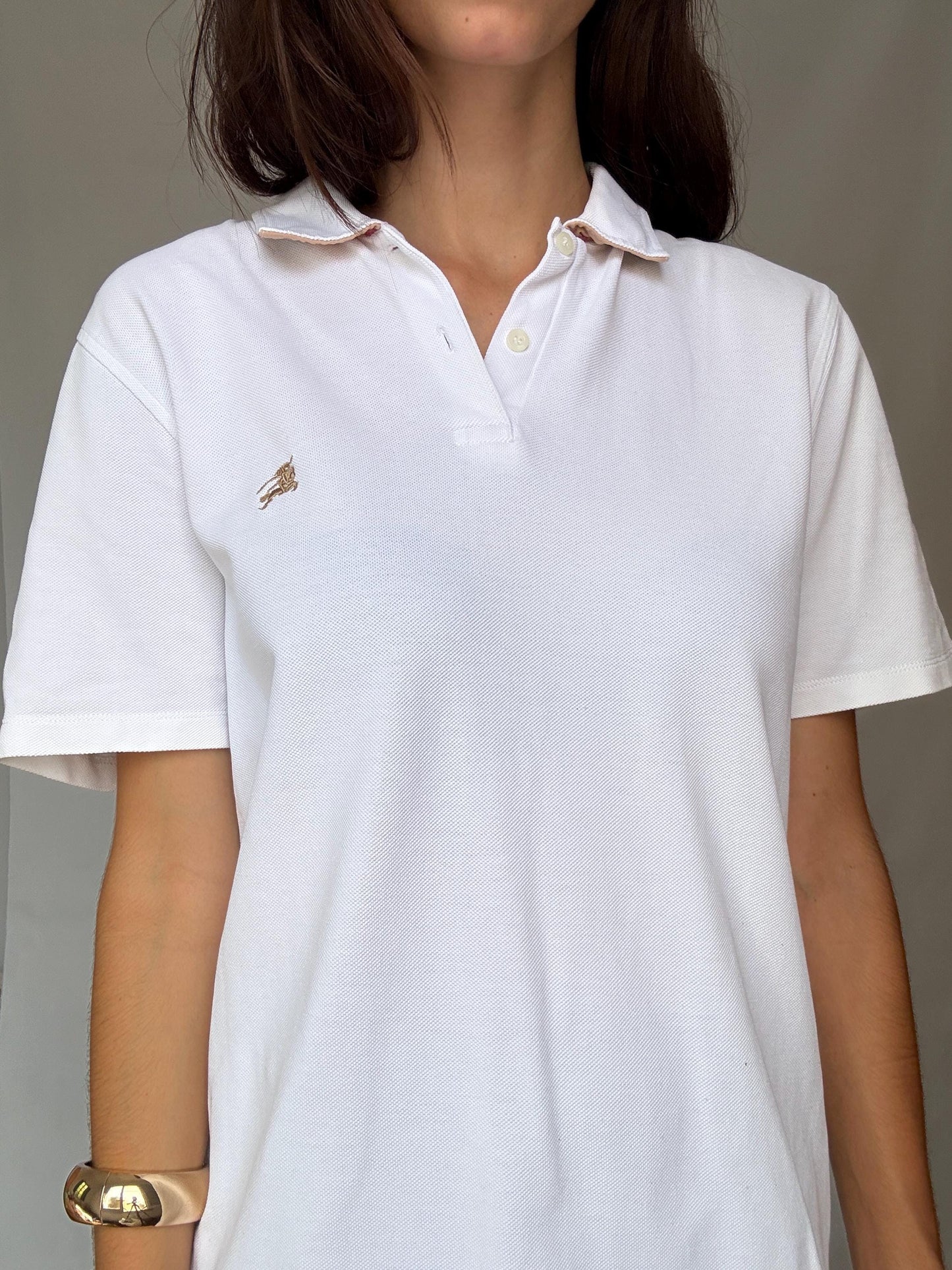 Classic White Polo Shirt for Women with Iconic Burberry Vibes | Oversized Chic | Perfect for Preppy Style Inspired by Olivia Palermo