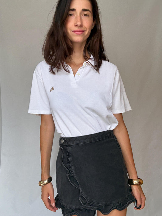 Classic White Polo Shirt for Women with Iconic Burberry Vibes | Oversized Chic | Perfect for Preppy Style Inspired by Olivia Palermo