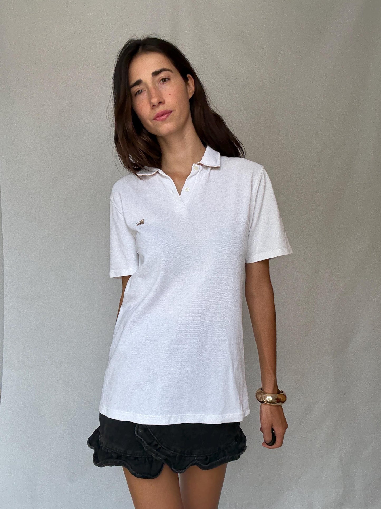 Classic White Polo Shirt for Women with Iconic Burberry Vibes | Oversized Chic | Perfect for Preppy Style Inspired by Olivia Palermo