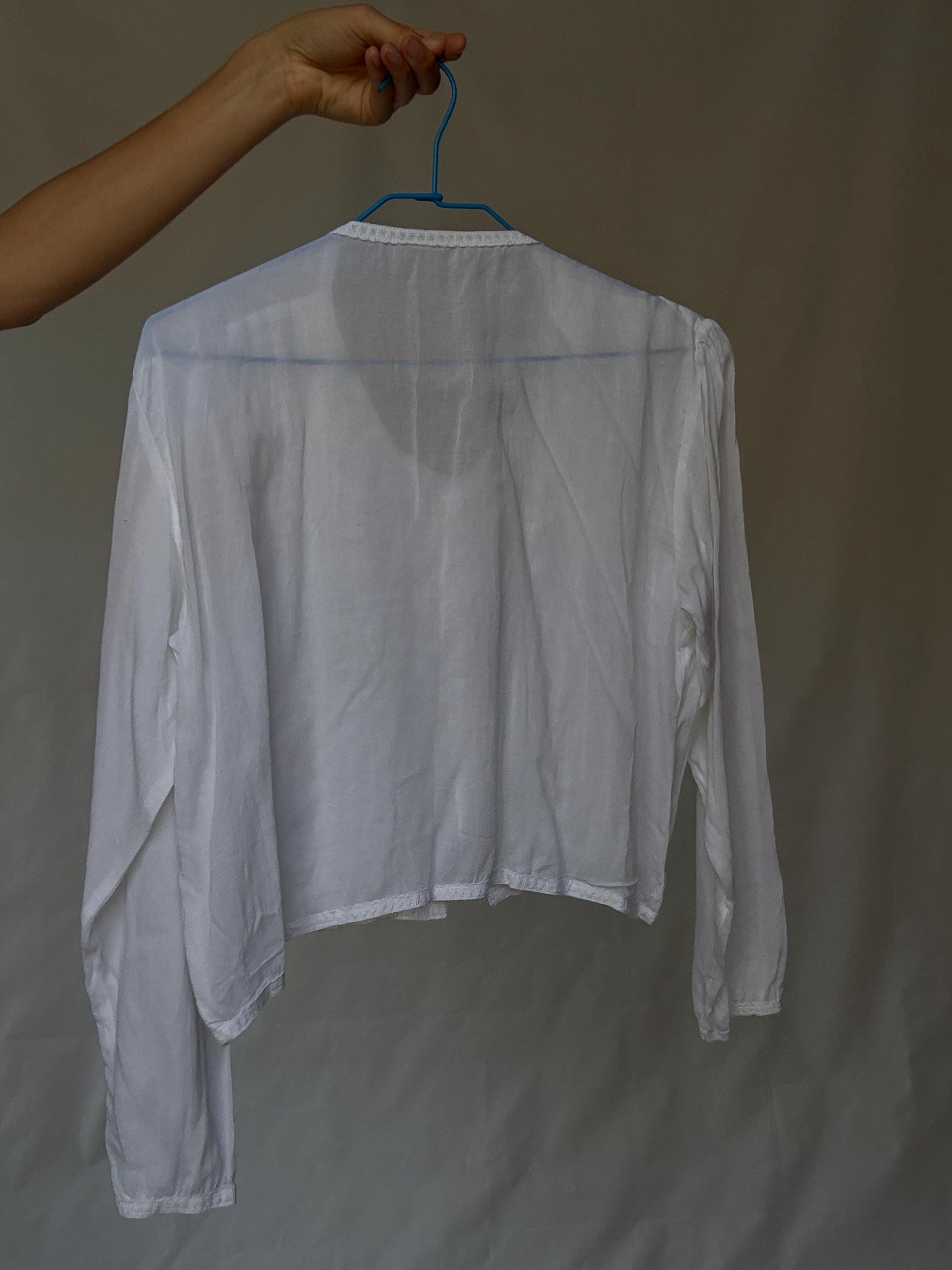 Classic Vintage-Inspired White Blouse with Lace Embroidery and Button Fastening, Light Academic Style by Keira Knightley