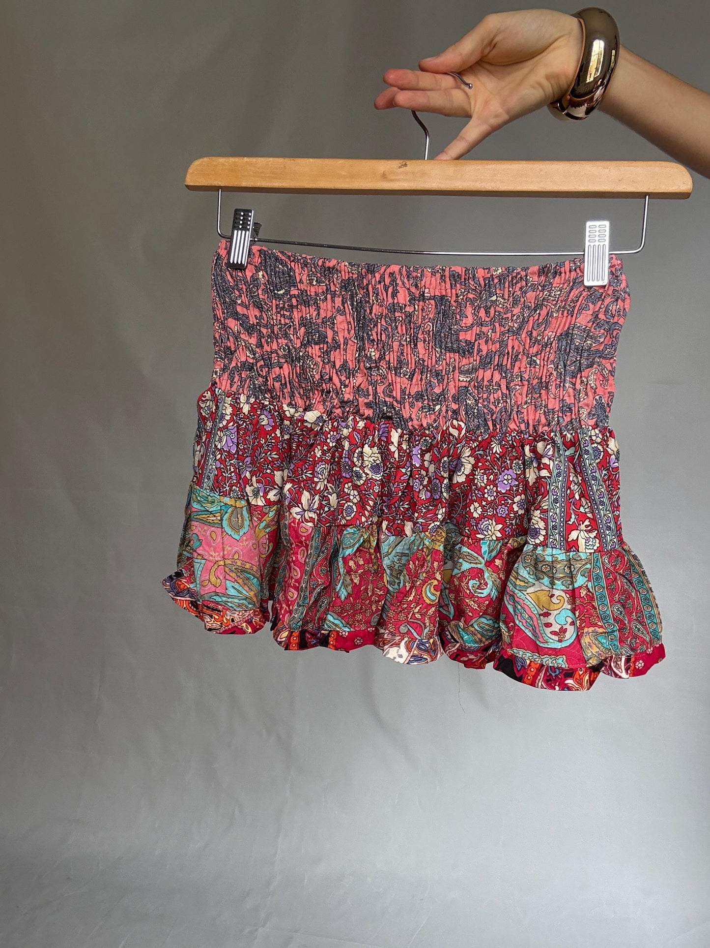 Bohemian silk blend skirt, bohemian festival vibe, US S, casual summer