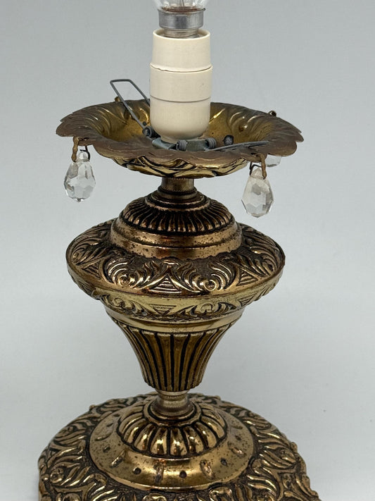 Ornate Brass Table Lamps with Crystal Accents — detail