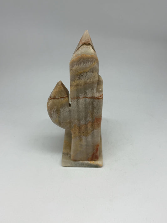 Elegant Marble Bookend, Natural Earthy Tones, Horn and Vase Design, Unique Home Decor, Onyx Marble, Single piece, unique present