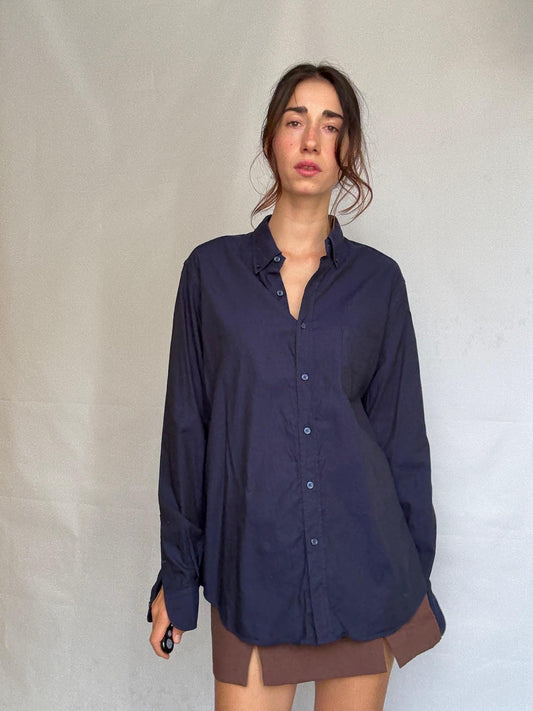 Massimo Dutti dark blue button up shirt, classic fit, minimalist chic, US XL, office casual