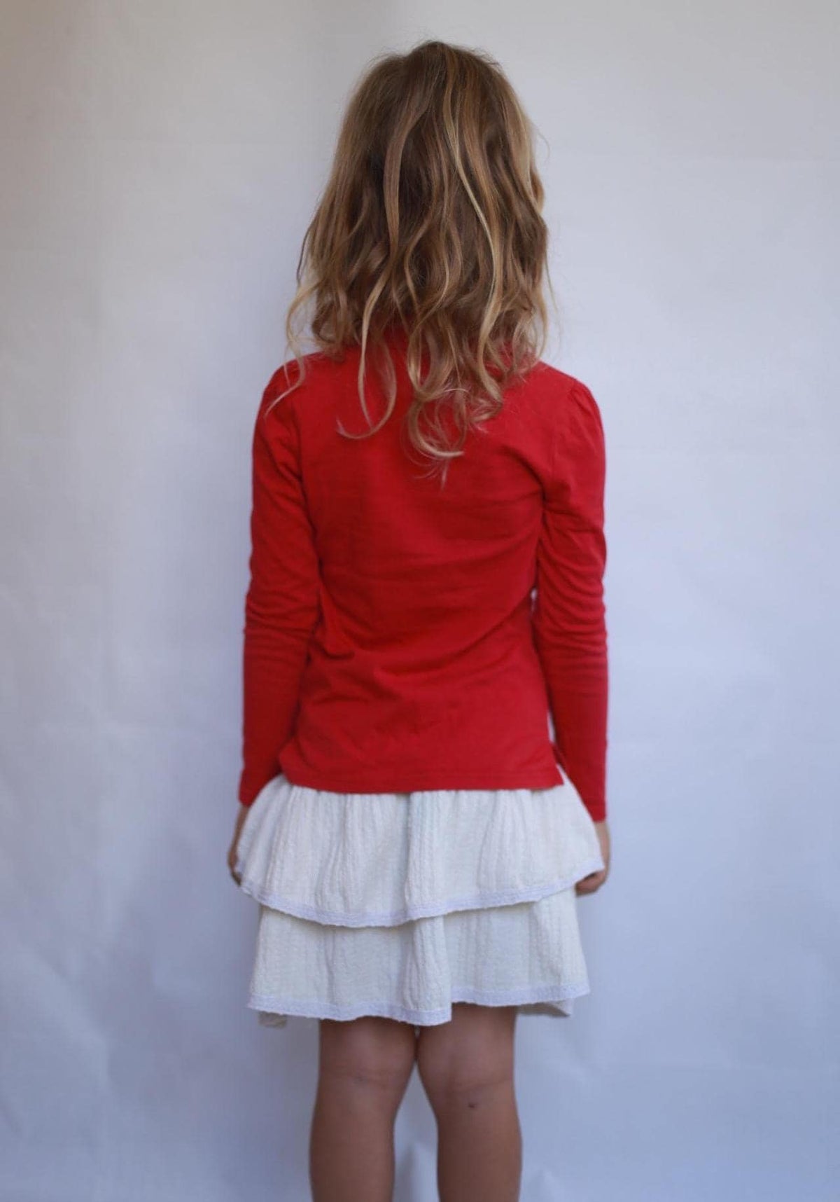 Ralph Lauren red shirt,, classic fit, collared with ruffled trim, preppy Kate Middleton style, US 6