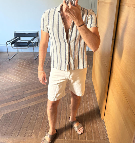 Vintage Caroche shorts size 33 W38 L47 beige denim cargo-style men’s workwear shorts 90s skater fit Y2K utility