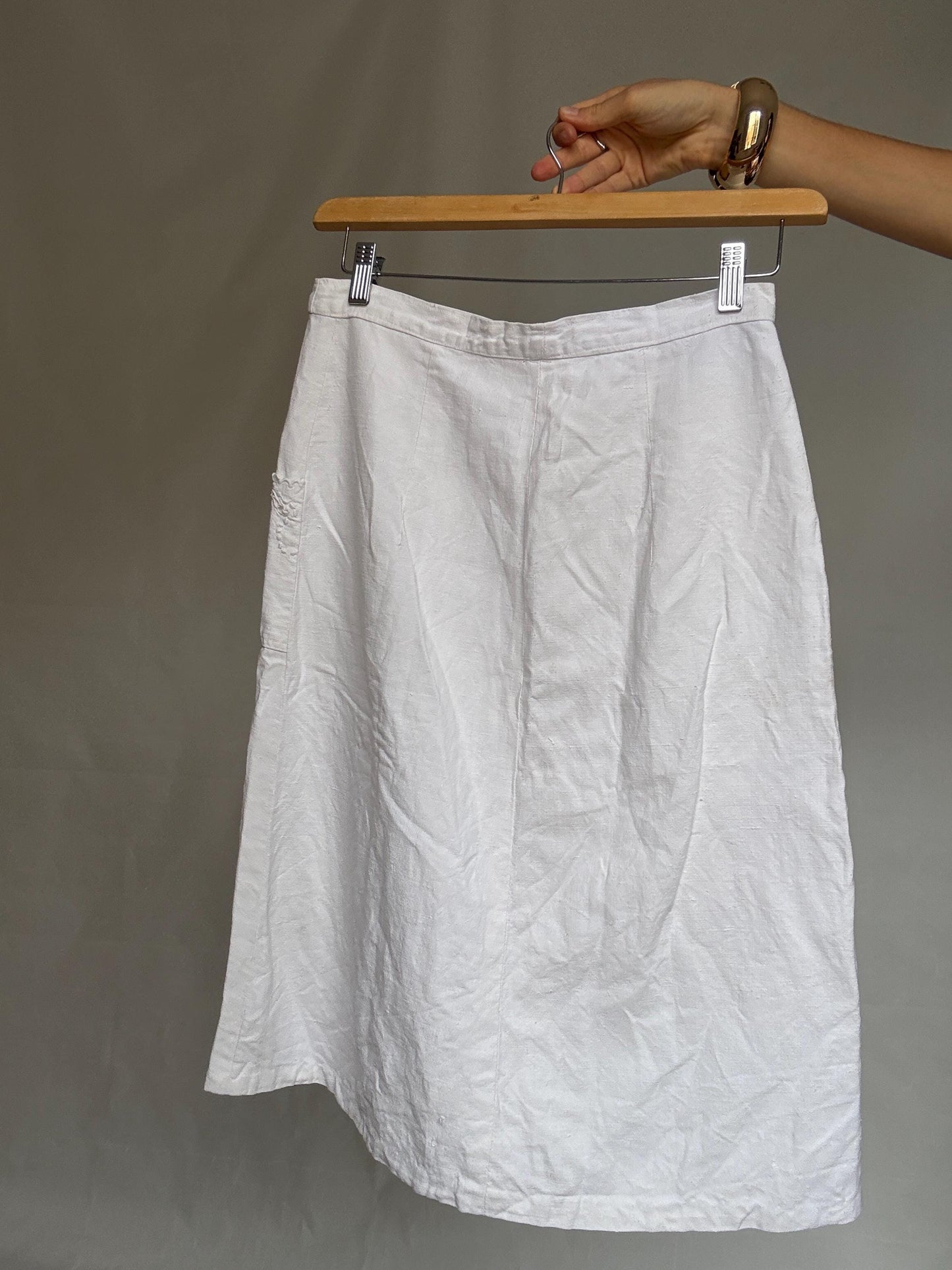 Vintage style handmade skirt, cotton feel, high waist, unique design, retro 70s, US S, campus bohemian charm