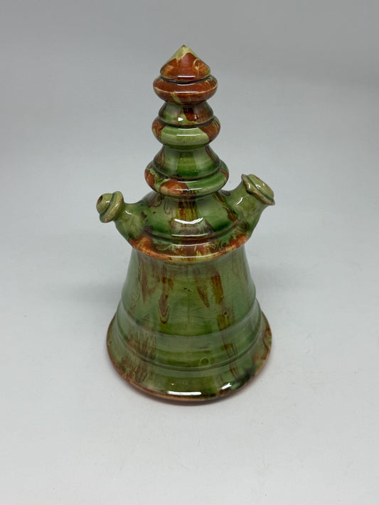 Retro Green Ceramic Pitcher, Conical Shape — detail