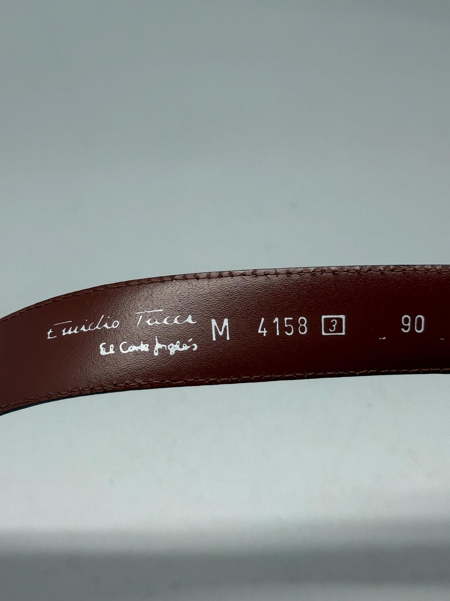 Emidio Tucci brown leather belt, genuine leather, classic fit, gold, toned polished buckle, minimalist chic, US M, formal semi, formal wear