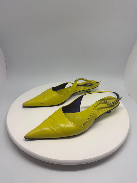 Y2K lime green heels, pointed toe, slingback style, EU 41, retro 2000s Kylie Minogue vibe, party statement shoes