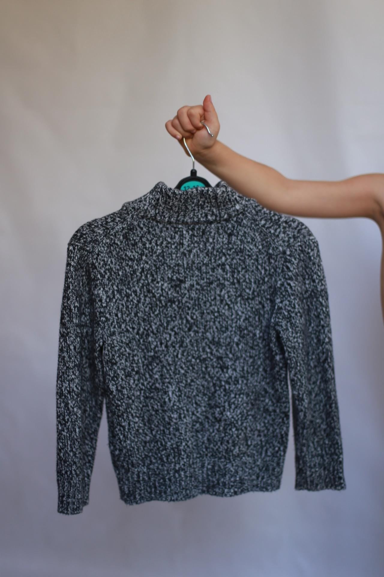 Polo Ralph Lauren grey speckled sweater, 100% cotton, relaxed fit, half zip collar, casual versatile, US 5 kids, everyday wear