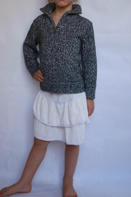 Polo Ralph Lauren grey speckled sweater, 100% cotton, relaxed fit, half zip collar, casual versatile, US 5 kids, everyday wear