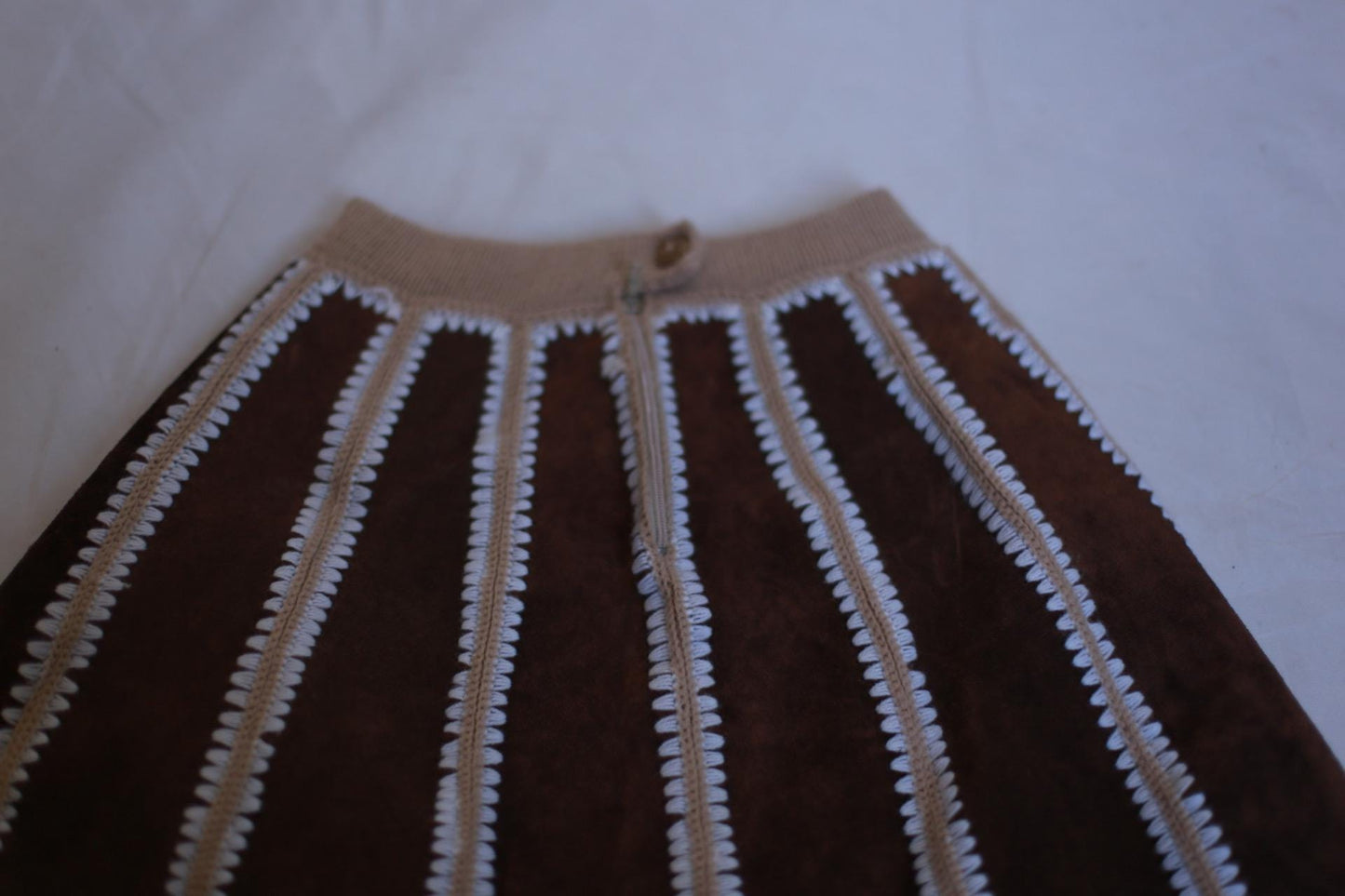 Rustic kids vest and skirt set, wool and leather blend, striped stitch detail, bohemian style, playtime wear, size 5-7 years old