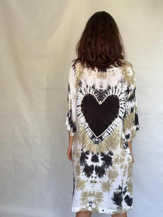 Mele Beach tie dye kimono robe, bohemian festival outfit , One size beach resort wear