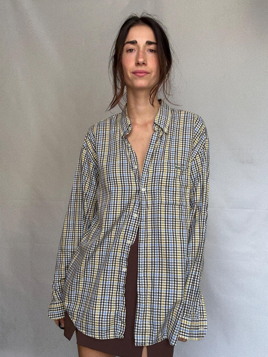 Lacoste Cotton Plaid Button-Up Shirt — detail
