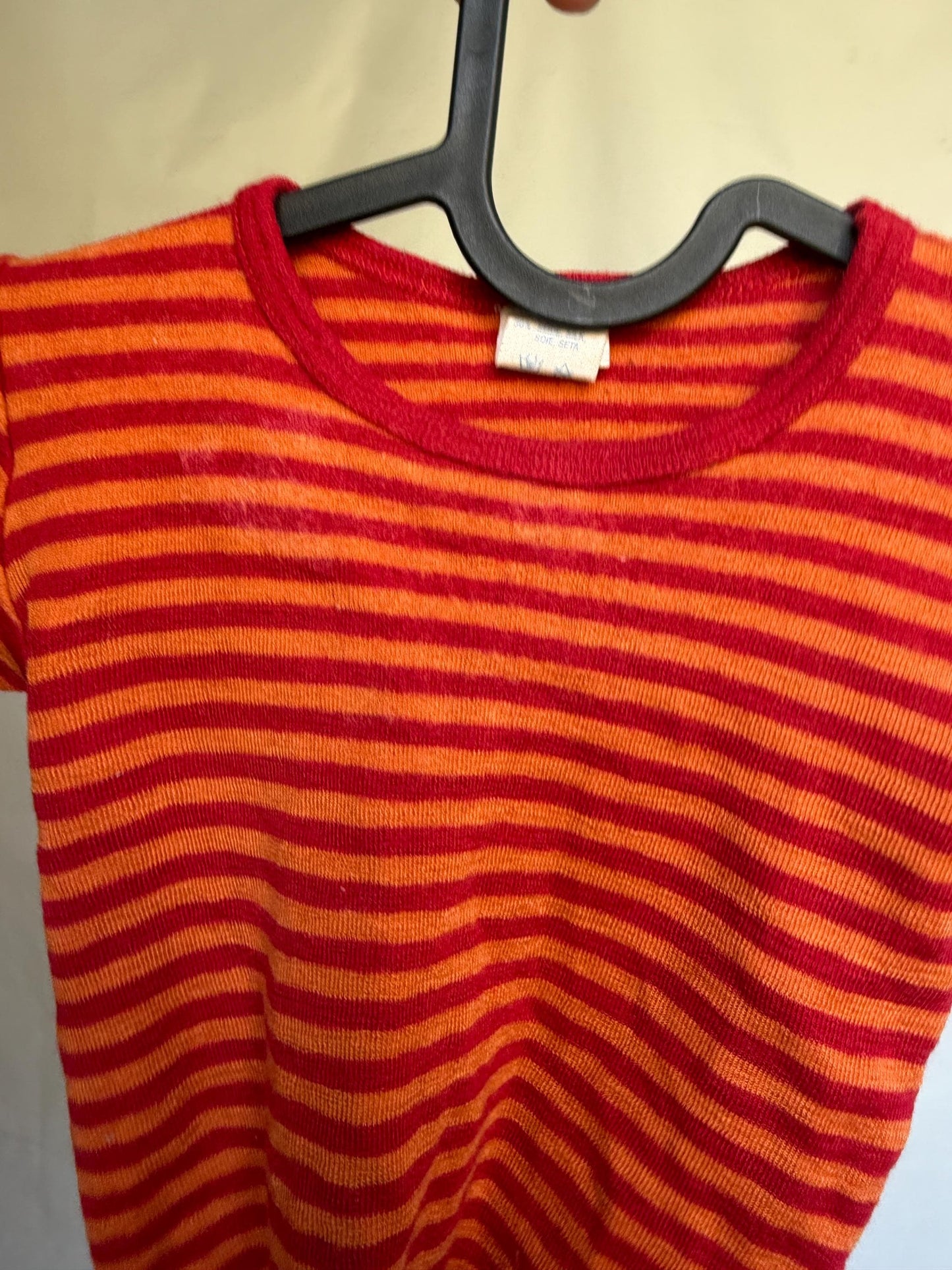 Red Orange Wool Silk Baby Shirt — back view