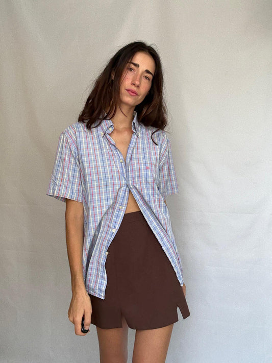 Vintage Pedro Del Hierro Plaid Cotton Shirt — detail