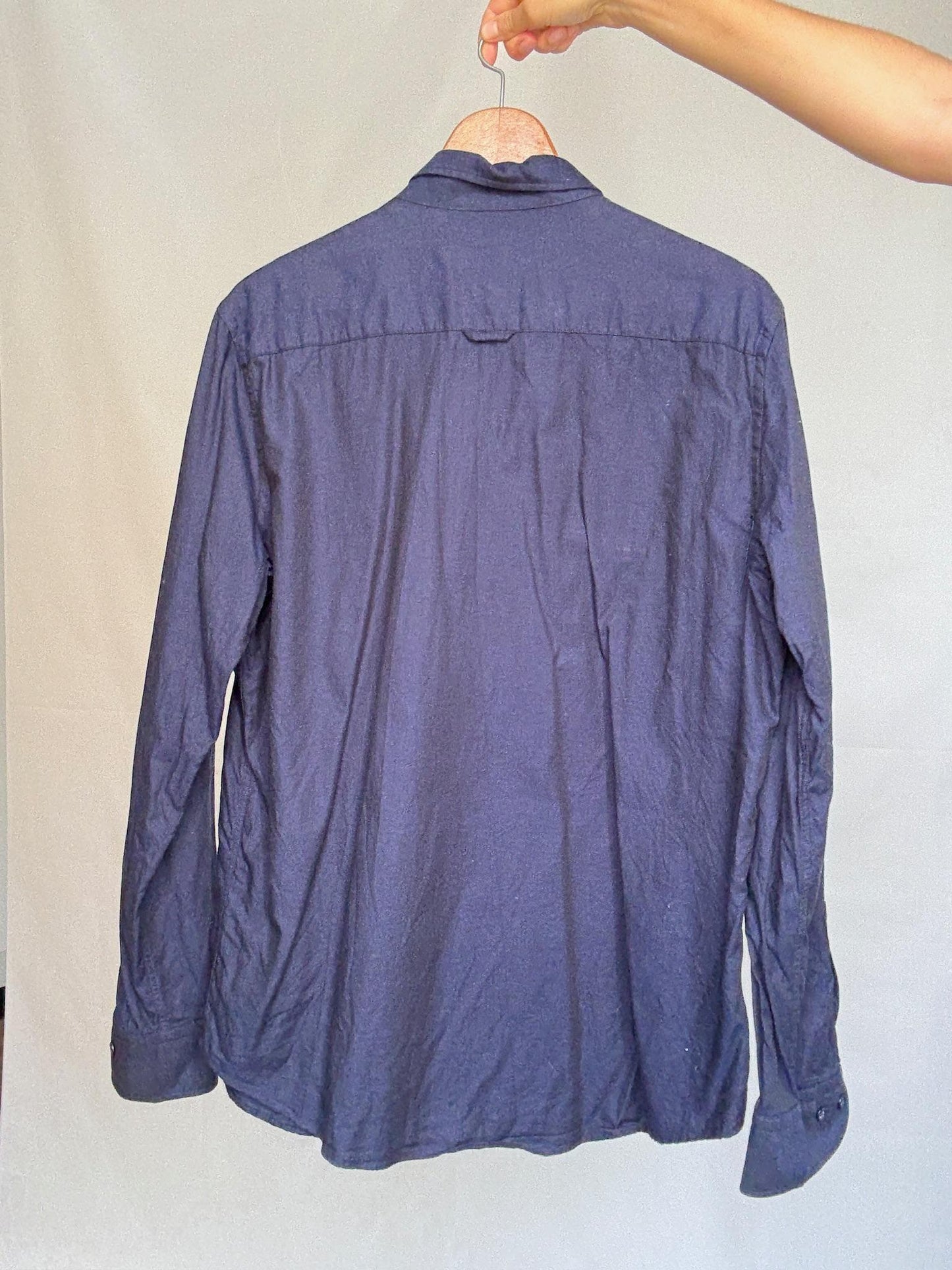 Dark Blue Classic Fit Button-Up Shirt — additional view 10