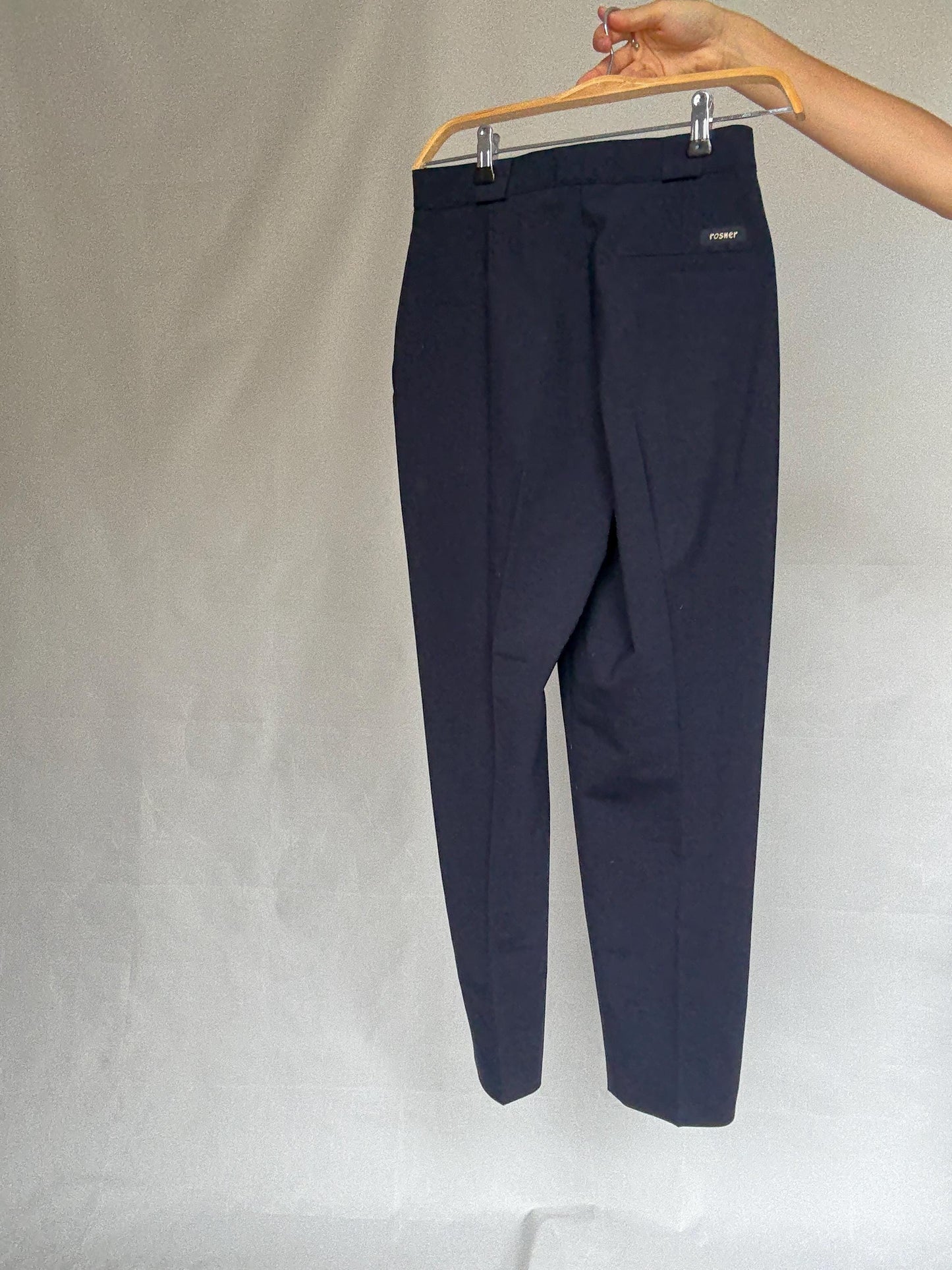 Navy Wool Blend High Waist Trousers — additional view 15
