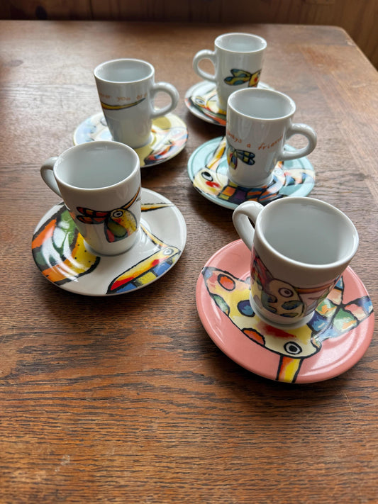 Kahla Espresso Cup Set With Abstract Saucers — detail