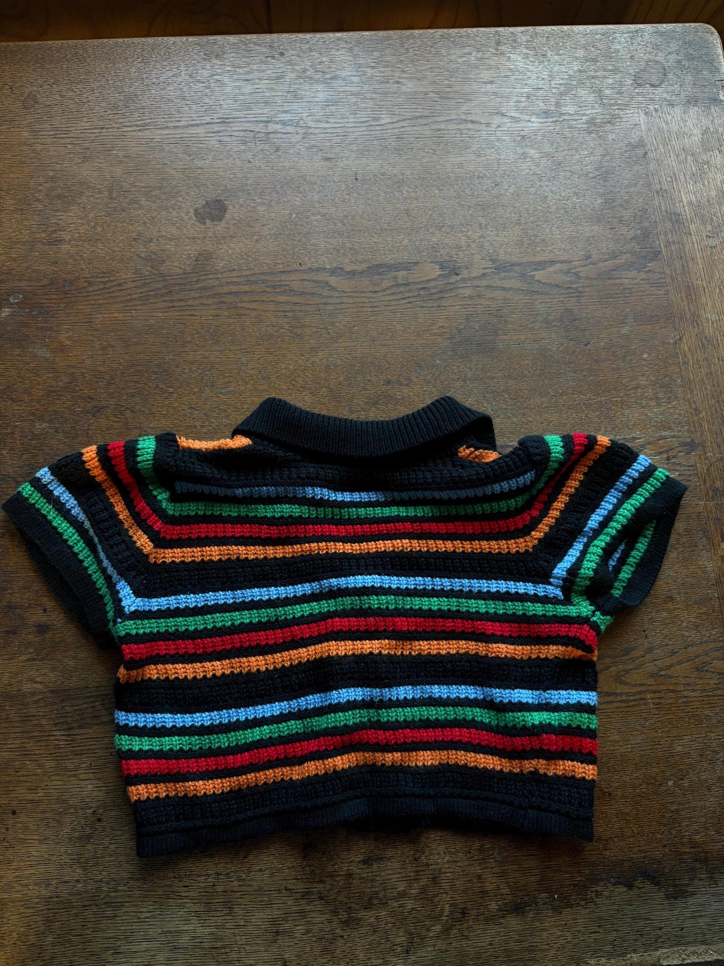 Vintage Striped Knit Cropped Polo — additional view 8
