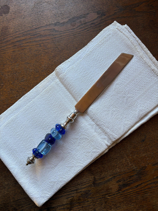 Ornate Silver Plated Butter Knife — detail