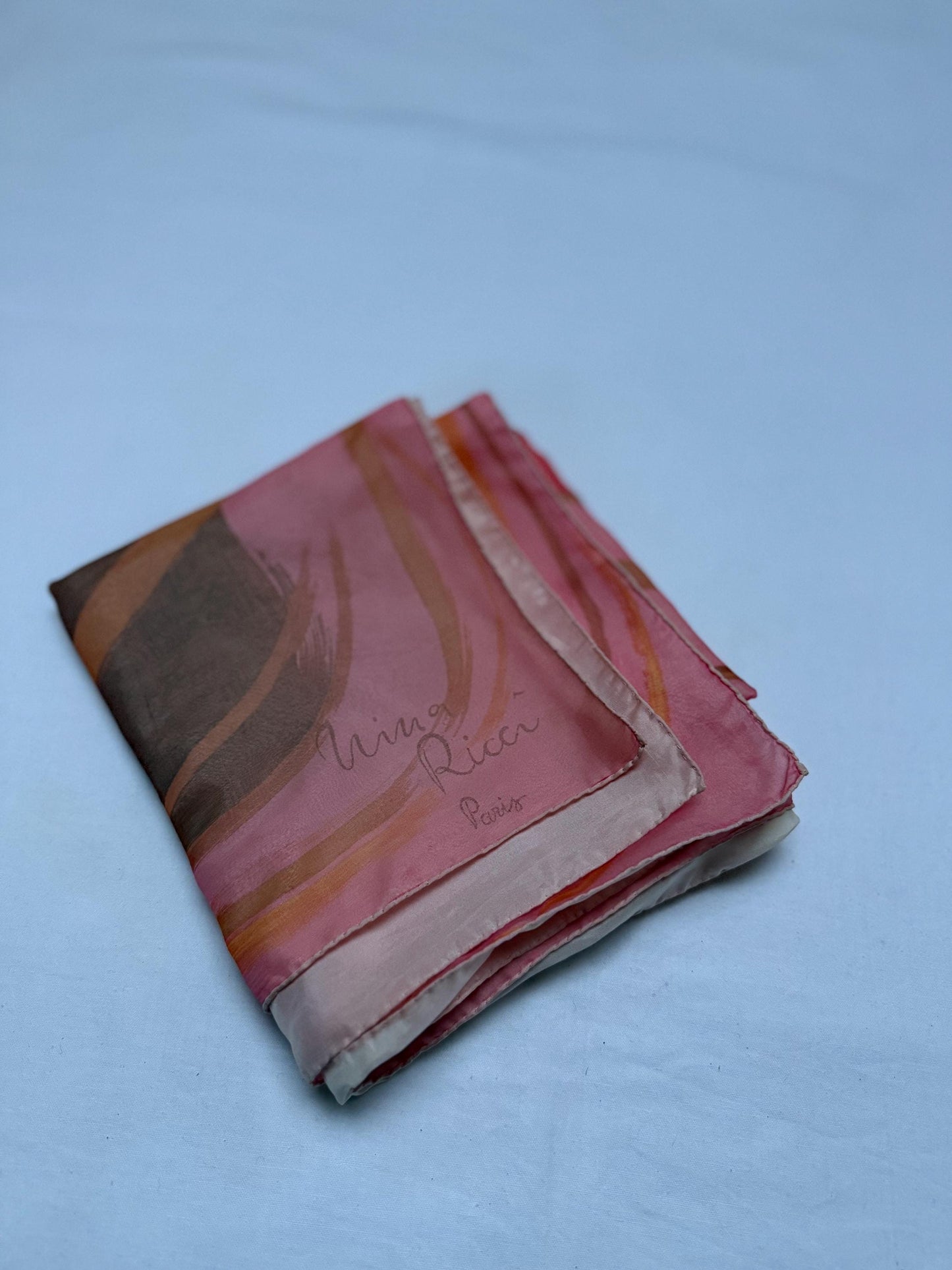 Blush Pink Silk Scarf With Abstract Design — additional view 14
