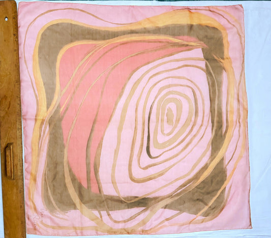 Blush Pink Silk Scarf With Abstract Design — detail