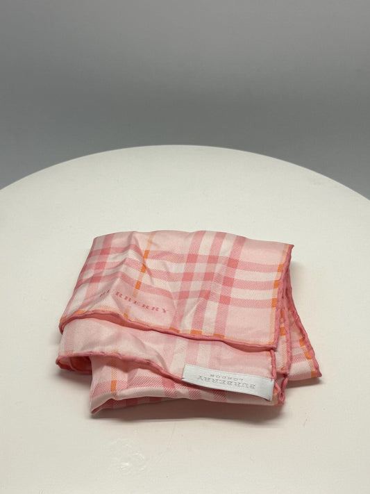 Vintage Pink Burberry Silk Scarf — detail