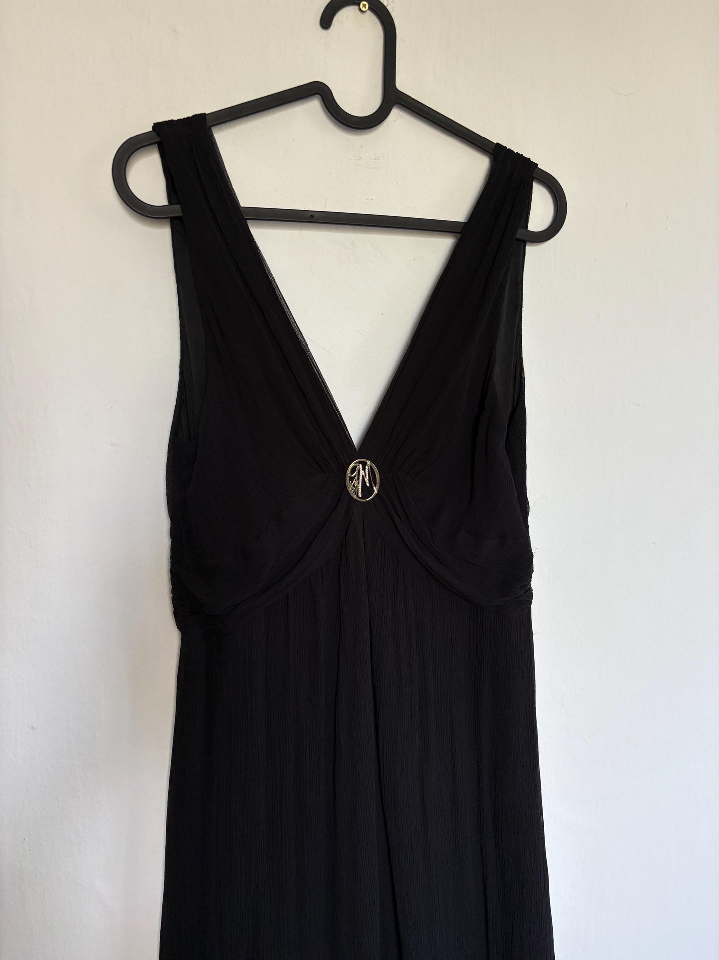 Guess by Marciano 100% silk black dress with deep v neckline, S