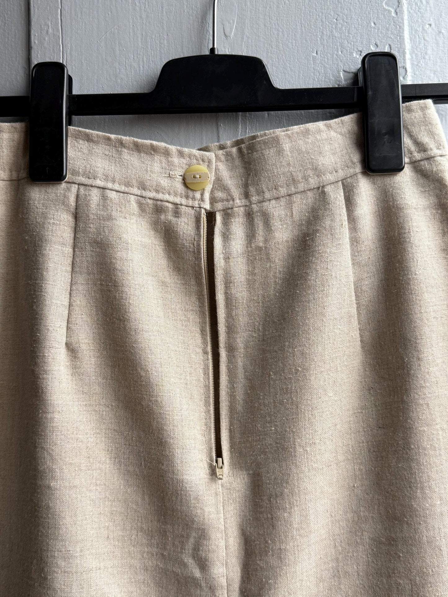 Beige High-Waisted Linen Pencil Skirt — additional view 11