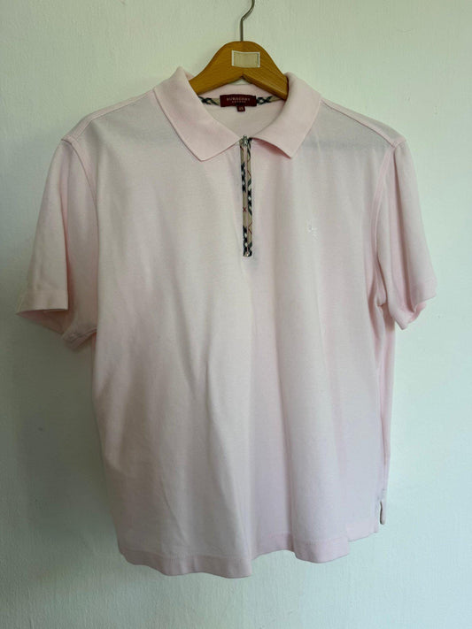 Burberry Light Pink Cotton Polo Shirt — detail