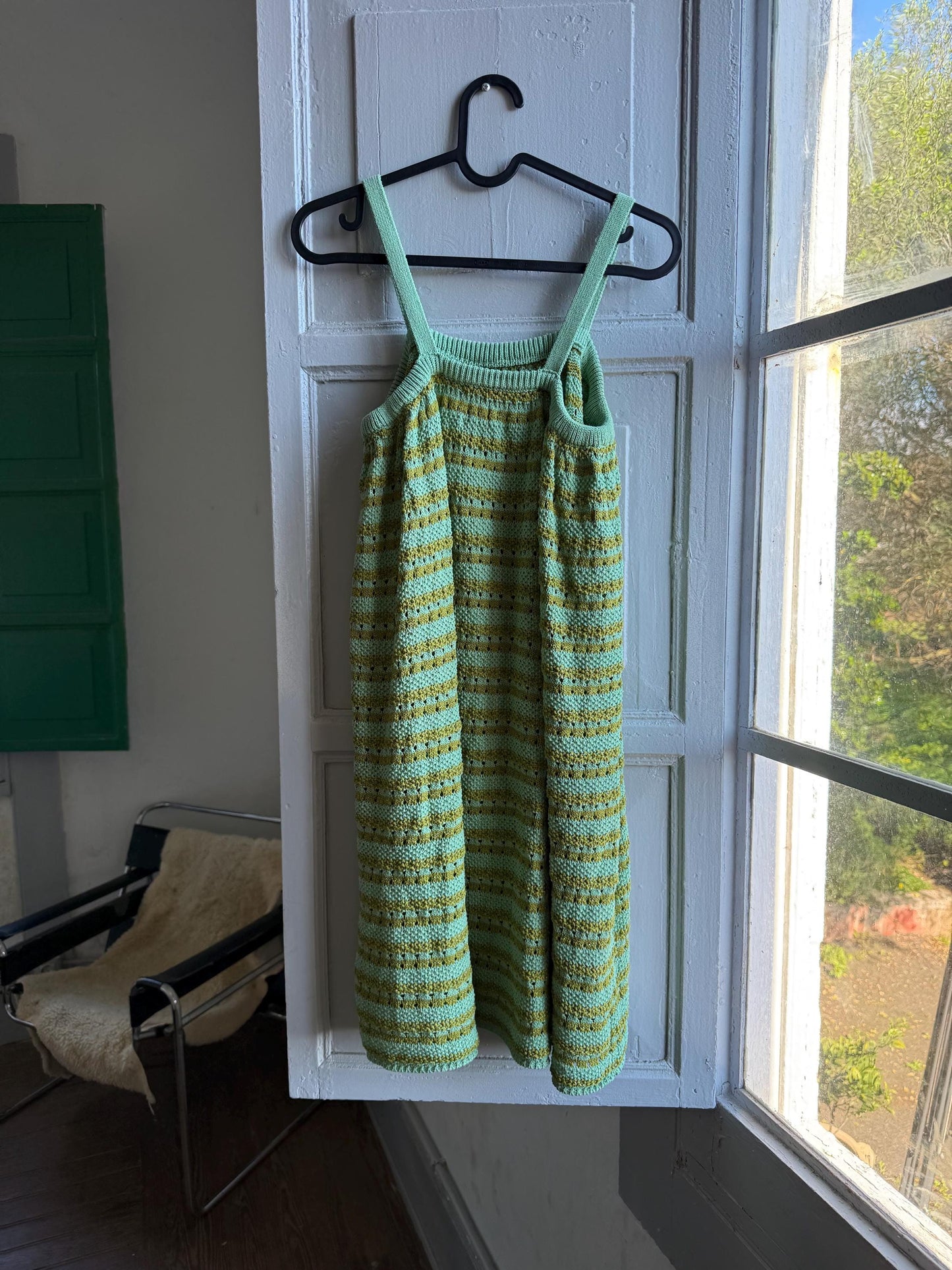 Green Gold Striped Knit Dress for Girls — additional view 12
