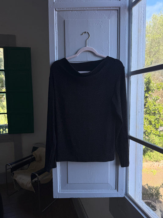 Vintage Black Sparkly Disco Shirt — detail