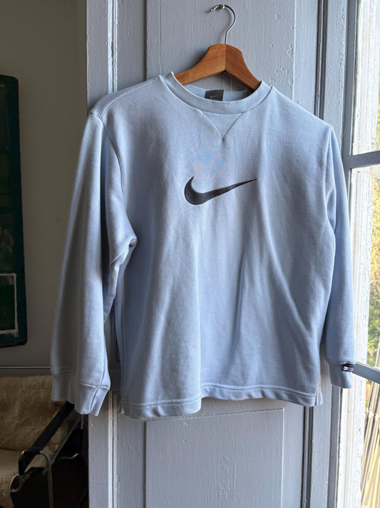Vintage Nike kids jumper, light blue, cotton blend, crew neck, casual wear, size 10