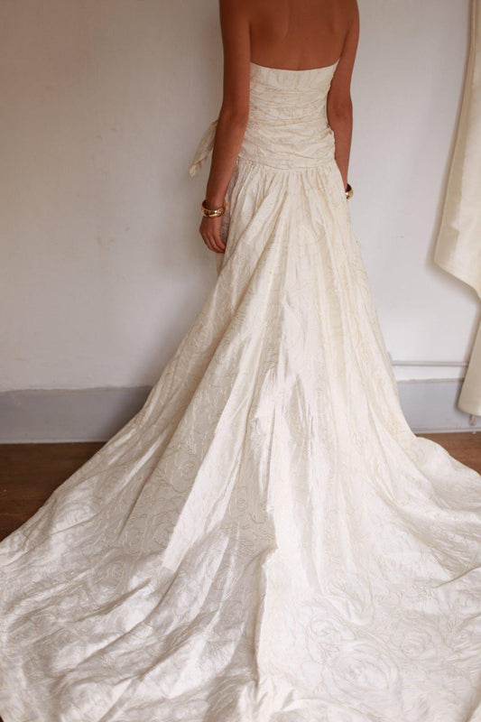 Ivory Silk Blend Strapless Wedding Gown — detail